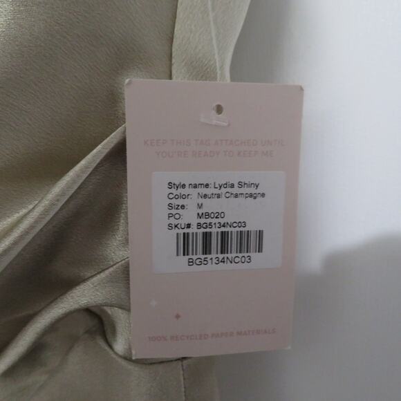 Birdy Grey Medium Neutral Champagne Lydia Shiny Dress Bridesmaid Cowl Neck NWT - Picture 7 of 7